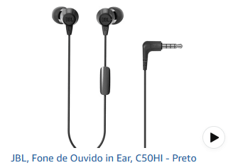 JBL, Fone de Ouvido in Ear, C50HI